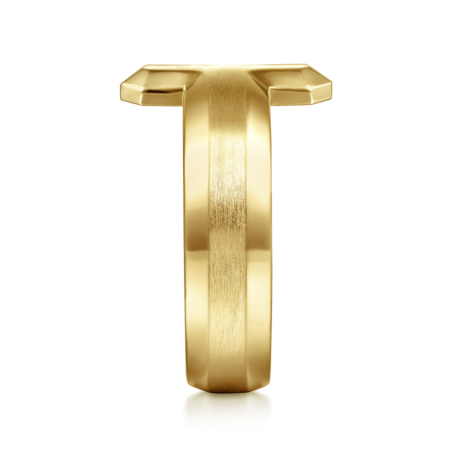 14K Yellow Gold Cross Men's Faceted Ring