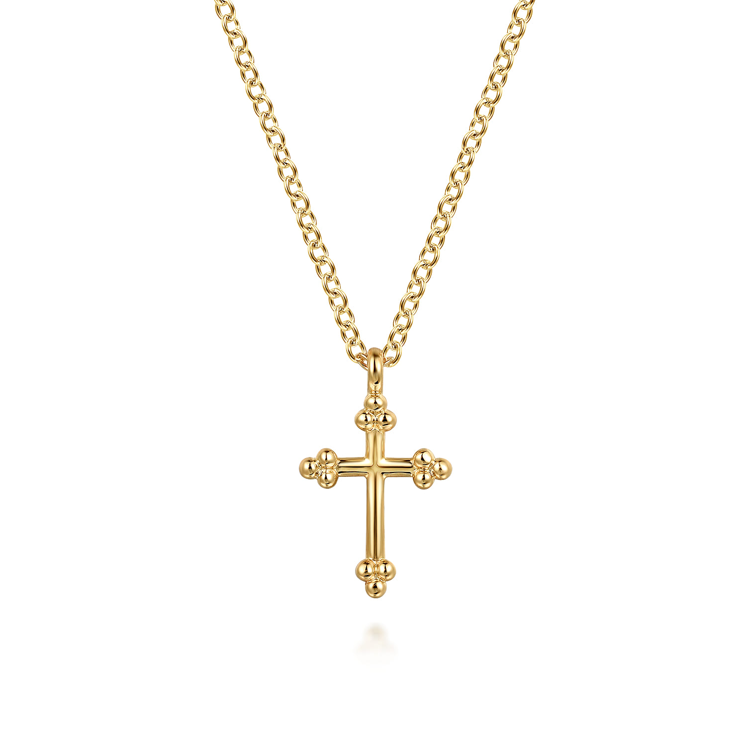 14K Yellow Gold Cross Necklace 12mm-Bujukan