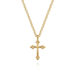 14K Yellow Gold Cross Necklace 12mm-Bujukan