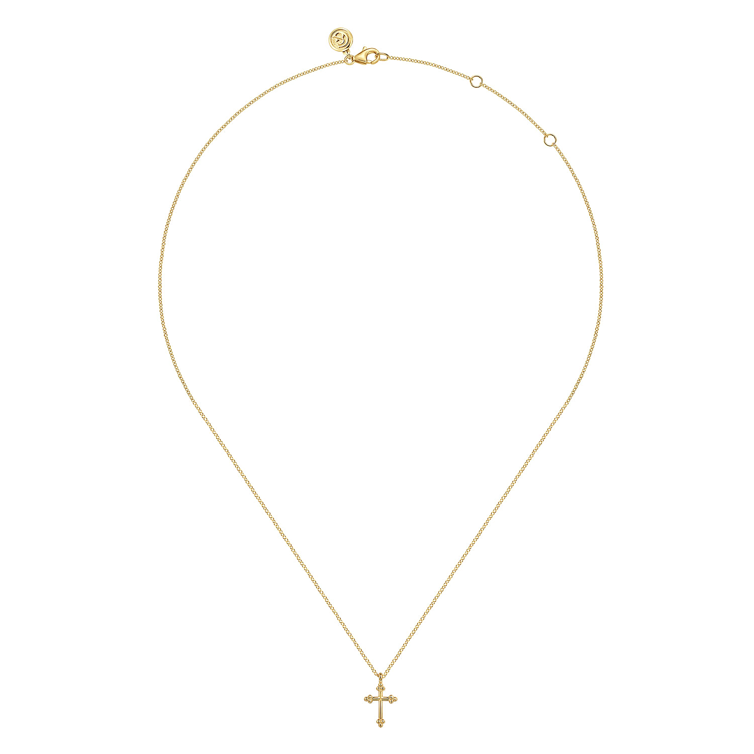 14K Yellow Gold Cross Necklace 12mm-Bujukan