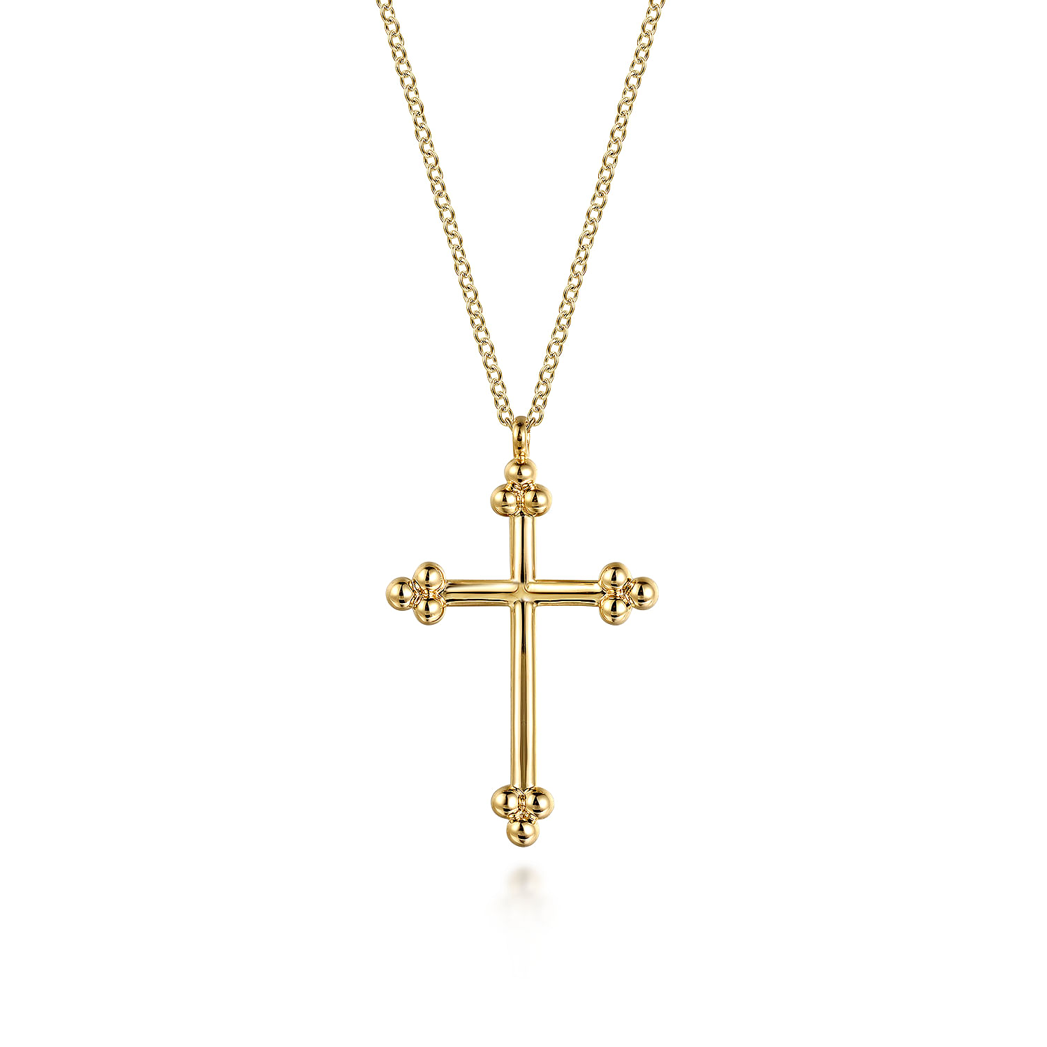 14K Yellow Gold Cross Necklace 24mm-Bujukan