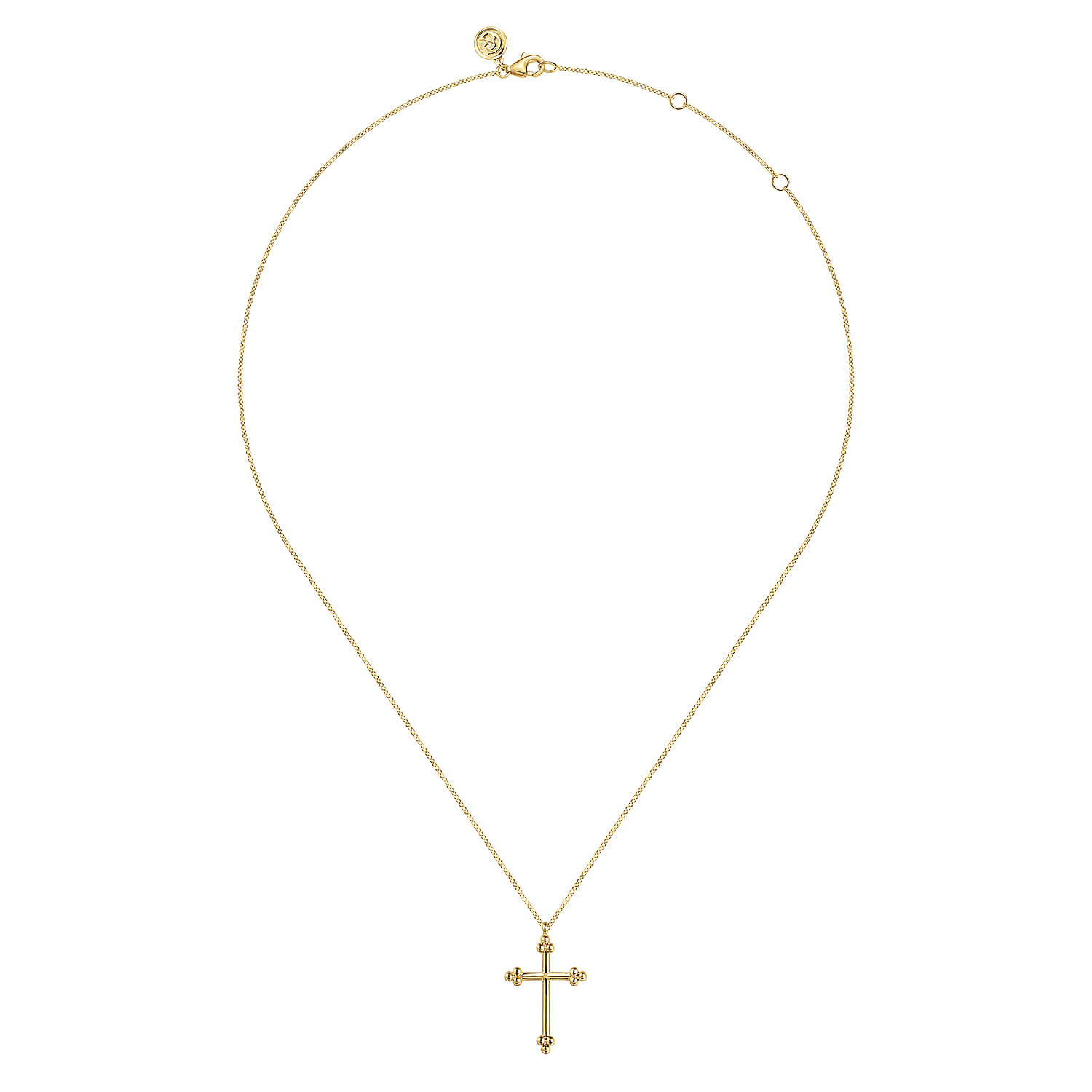 14K Yellow Gold Cross Necklace 24mm-Bujukan