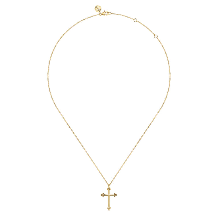 14K Yellow Gold Cross Necklace 24mm-Bujukan - Shot 2
