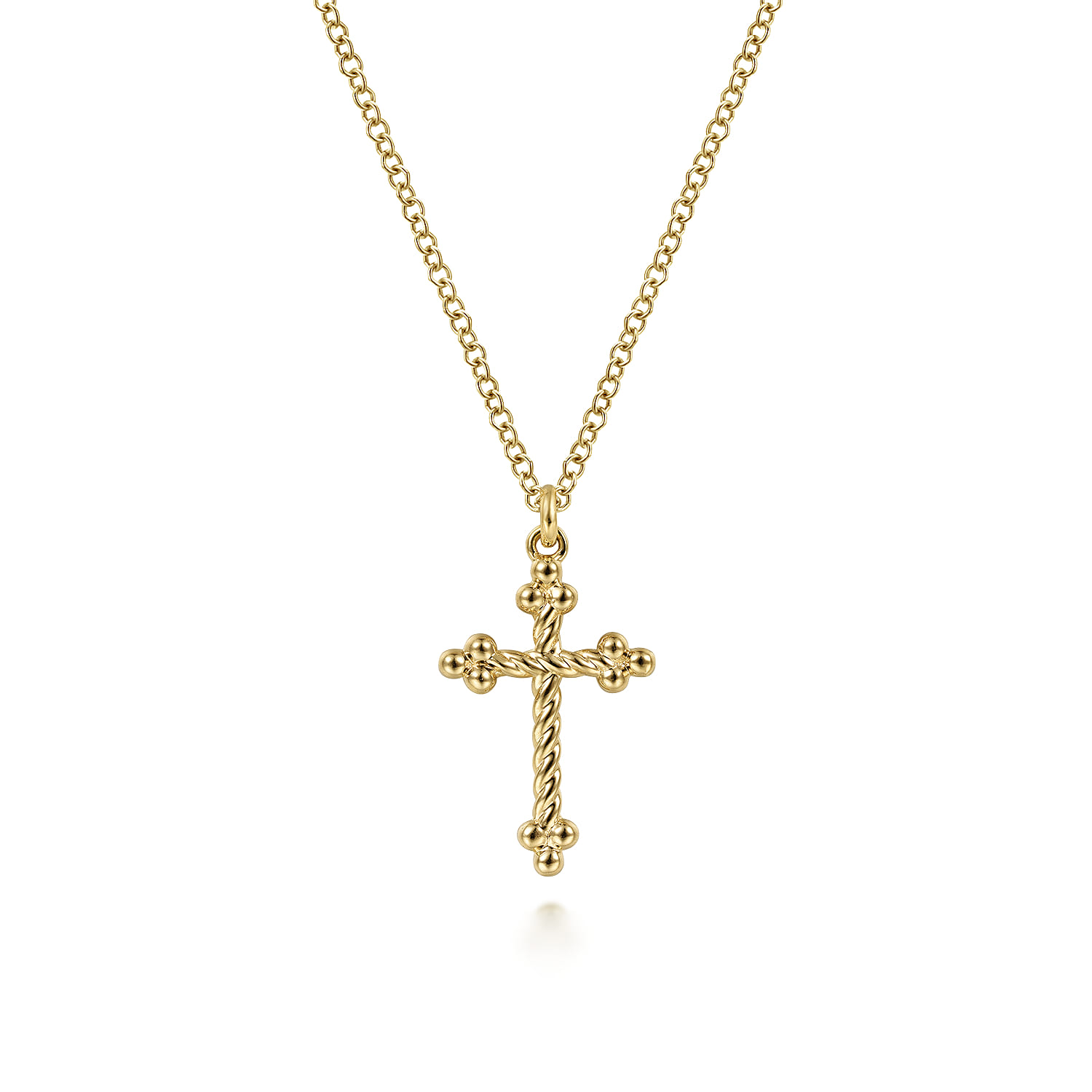 14K Yellow Gold Cross Pendant Necklace- Bujukan