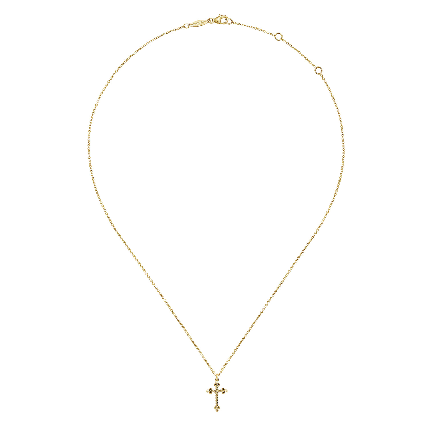 14K Yellow Gold Cross Pendant Necklace- Bujukan