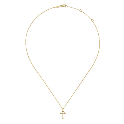 14K Yellow Gold Cross Pendant Necklace- Bujukan