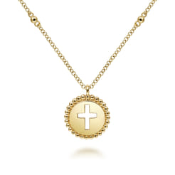 14K Yellow Gold Cross Pendant Necklace-Bujukan