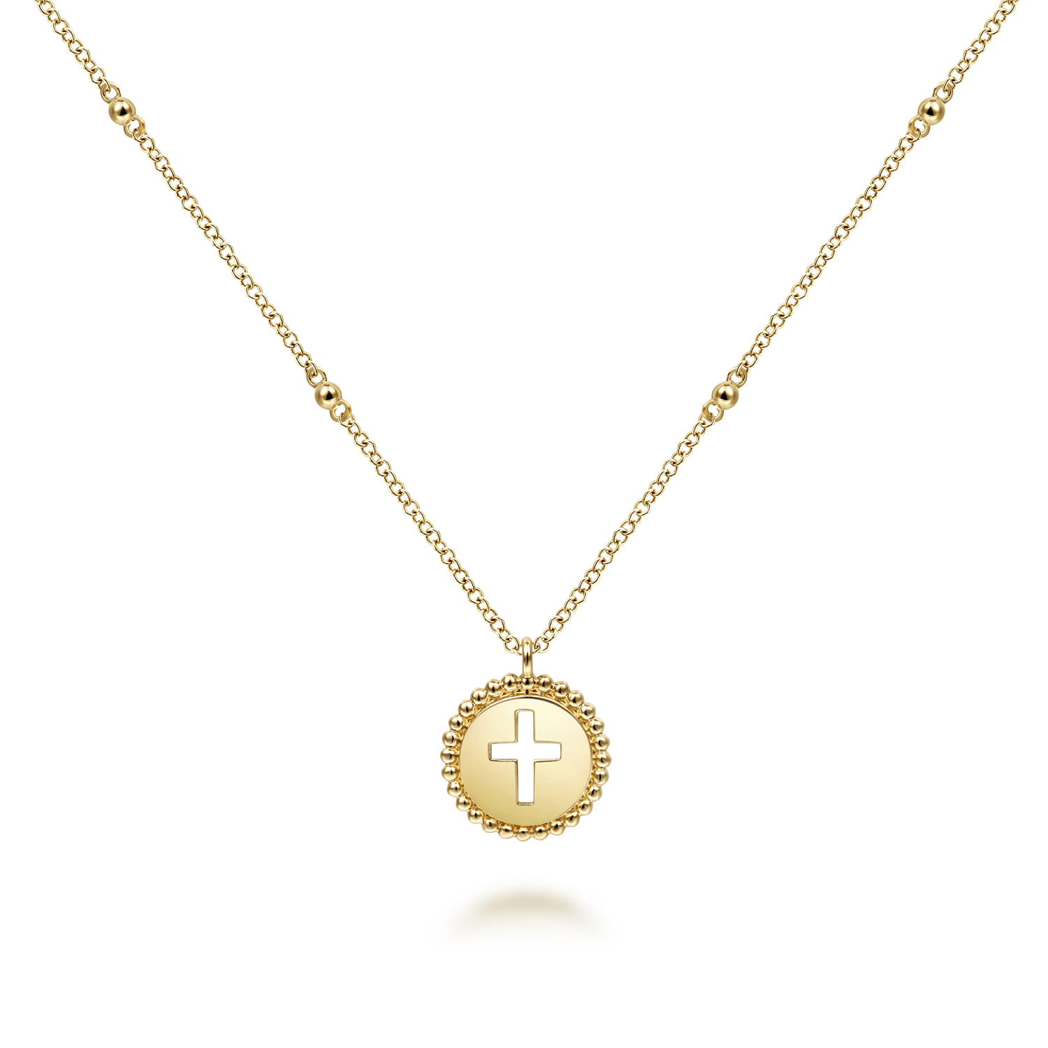 14K Yellow Gold Cross Pendant Necklace-Bujukan