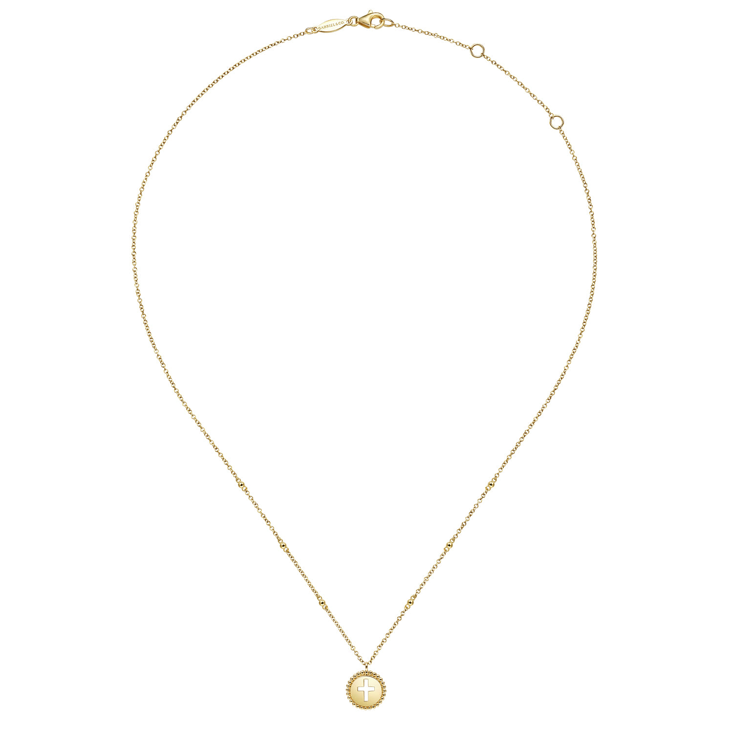 14K Yellow Gold Cross Pendant Necklace-Bujukan