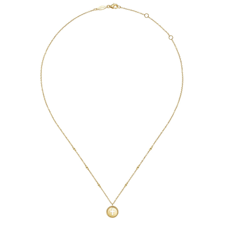 14K Yellow Gold Cross Pendant Necklace-Bujukan - Shot 3