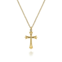 14K Yellow Gold Cross Pendant Necklace