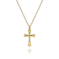 14K Yellow Gold Cross Pendant Necklace