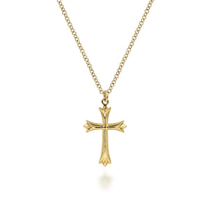 14K Yellow Gold Cross Pendant Necklace