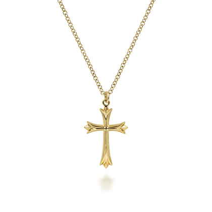 14K Yellow Gold Cross Pendant Necklace