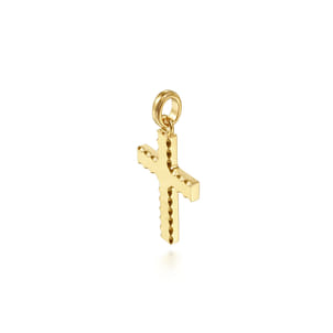 14K Yellow Gold Cross Pendant with Beveled Trim