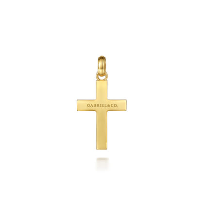 14K Yellow Gold Cross Pendant with Beveled Trim