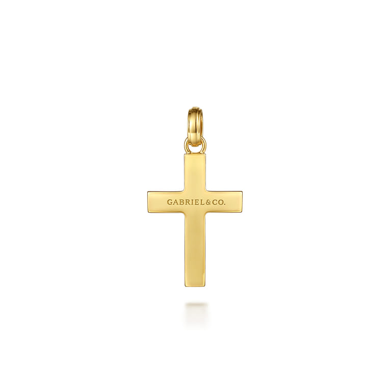 14K Yellow Gold Cross Pendant with Beveled Trim - Shot 2