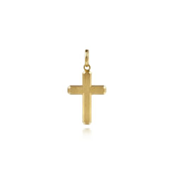 14K Yellow Gold Cross Pendant with Vertical Brush