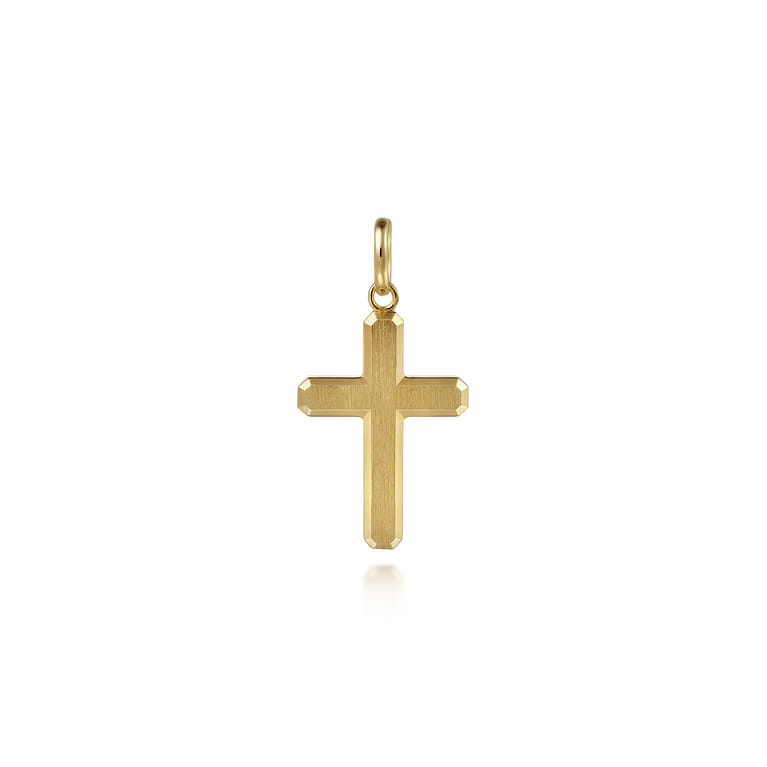 14K Yellow Gold Cross Pendant - Shot 1