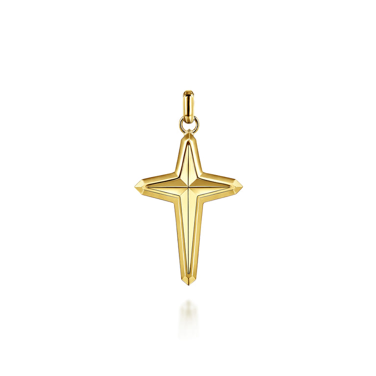 14K Yellow Gold Cross Pendant - Shot 1