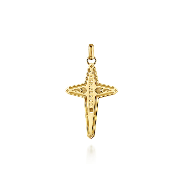 14K Yellow Gold Cross Pendant - Shot 2