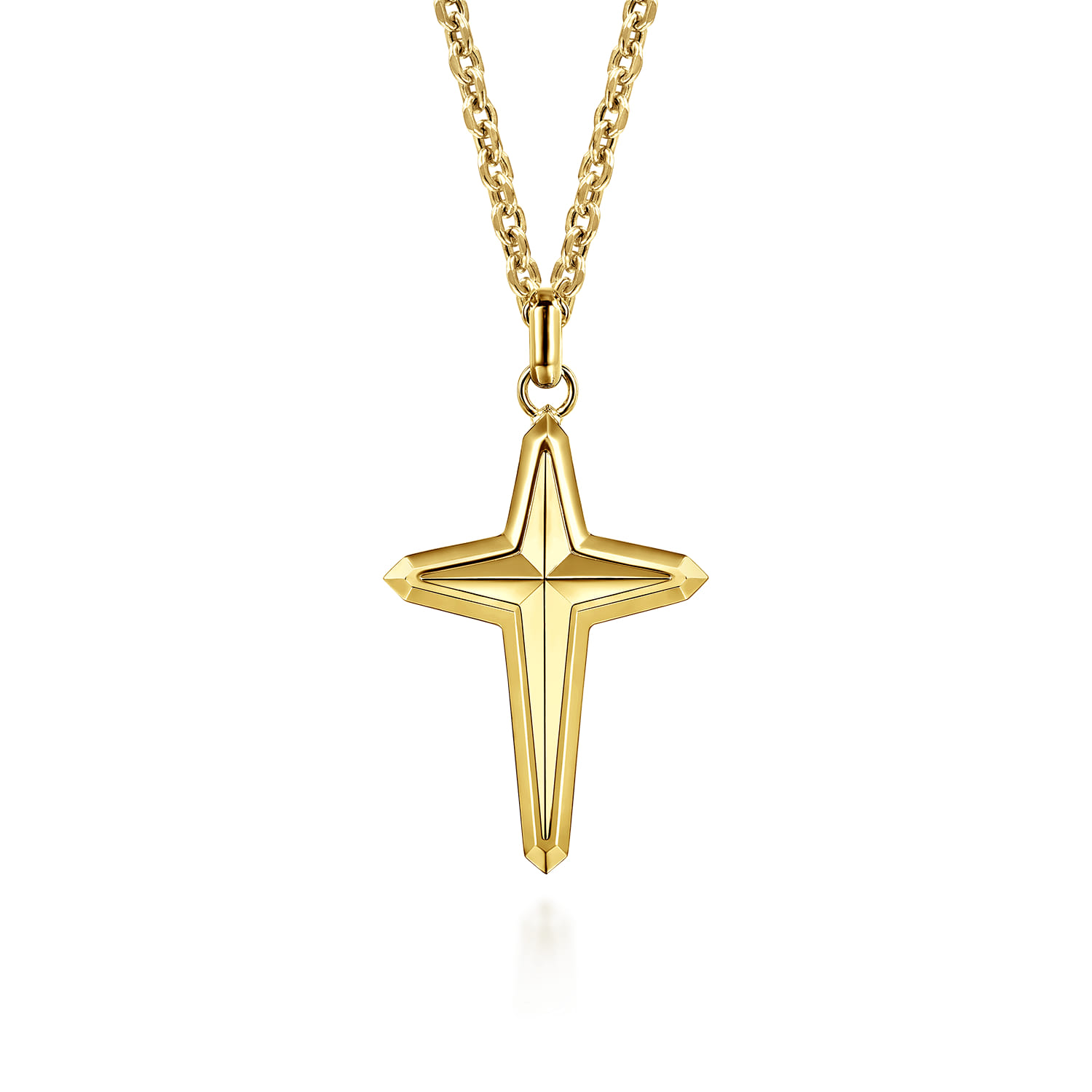 14K Yellow Gold Cross Pendant - Shot 3