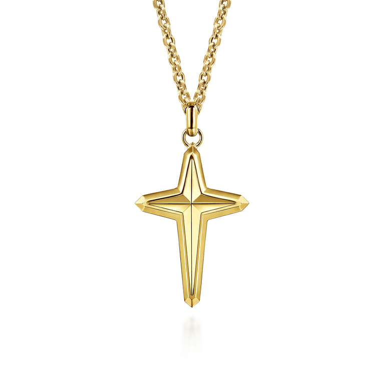 14K Yellow Gold Cross Pendant - Shot 3