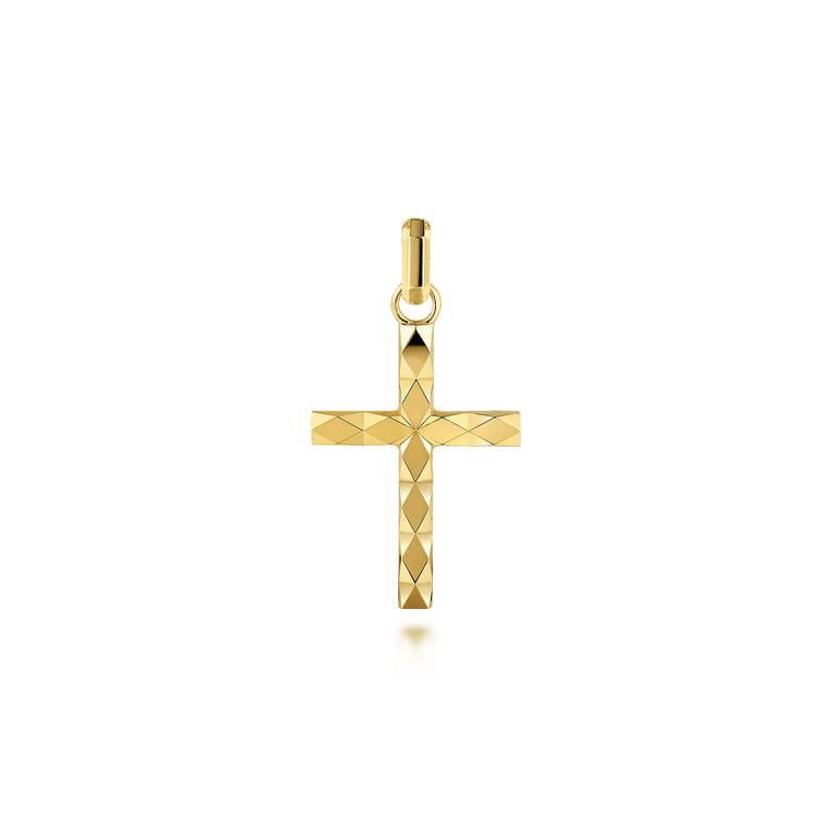14K Yellow Gold Cross Pendant - Shot 1