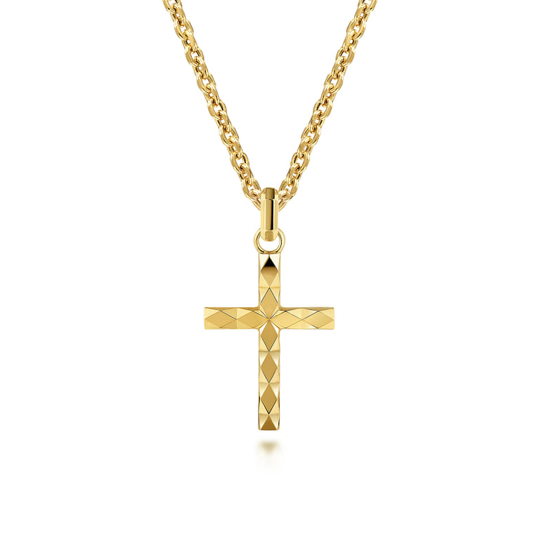 14K Yellow Gold Cross Pendant - Shot 3