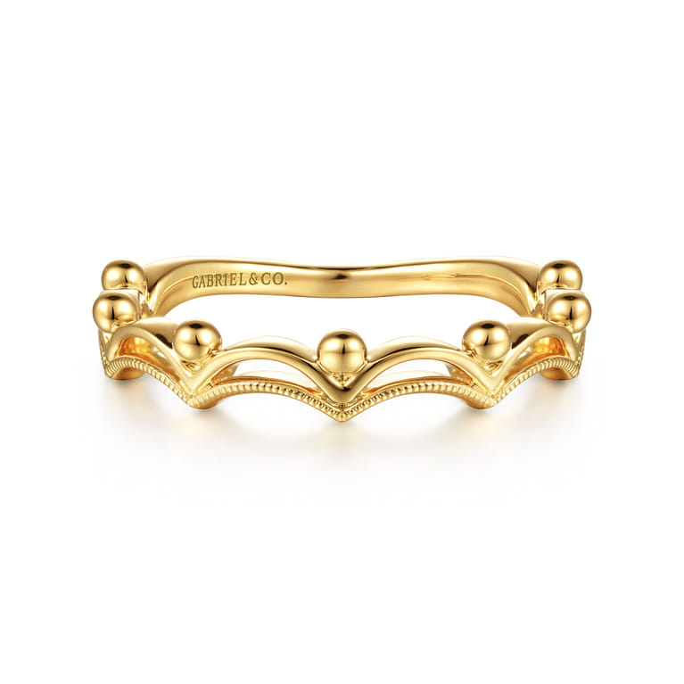 14K Yellow Gold Crown Bujukan Stackable Ring - Shot 1