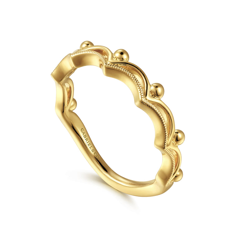 14K Yellow Gold Crown Bujukan Stackable Ring - Shot 3