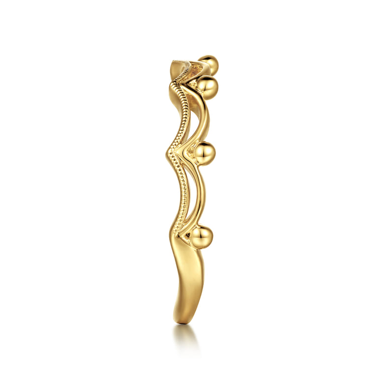 14K Yellow Gold Crown Bujukan Stackable Ring - Shot 4