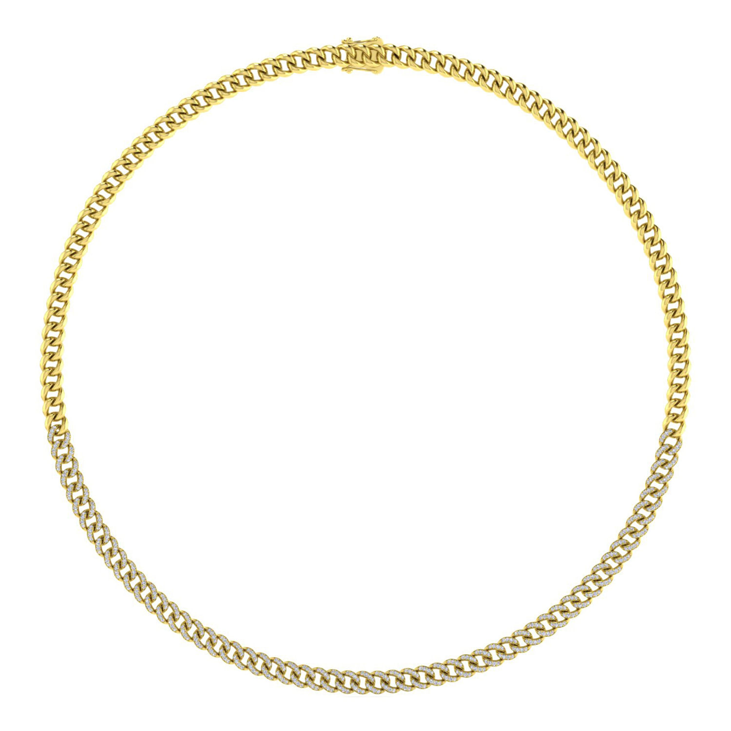 14K Yellow Gold Cuban Link Chain Diamond Necklace - 2 ct - Shot 2