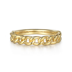14K Yellow Gold Cuban Link Stackable Ring
