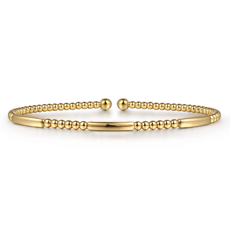 14K Yellow Gold Cuff Bangle Bracelet-Bujukan - Shot 1