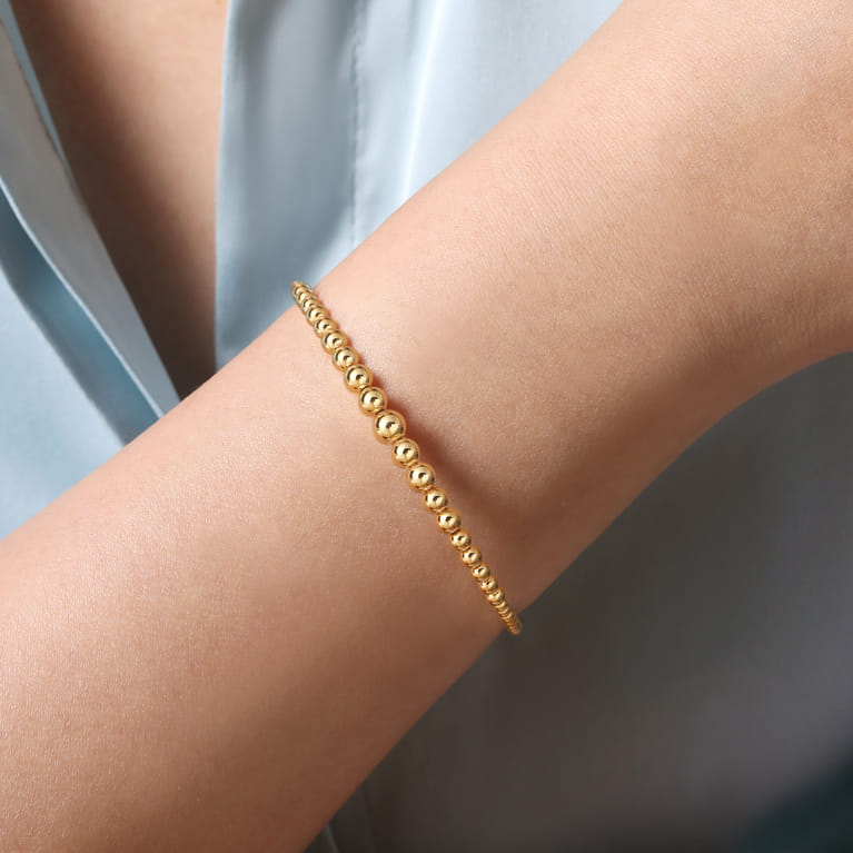 14K Yellow Gold Cuff Bangle Bracelet-Bujukan - Shot 4