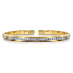 14K Yellow Gold Cuff Bracelet with Diamond Inner Channel