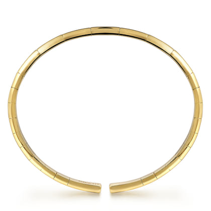 14K Yellow Gold Cuff Bracelet with Diamond Inner Channel