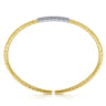 14K Yellow Gold Cuff Bracelet with Pave Diamond Bar - 0.08 ct