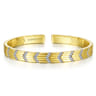 14K Yellow Gold Cuff Bracelet with Pave Diamond Chevron Stations - 0.5 ct