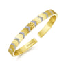 14K Yellow Gold Cuff Bracelet with Pave Diamond Chevron Stations - 0.5 ct