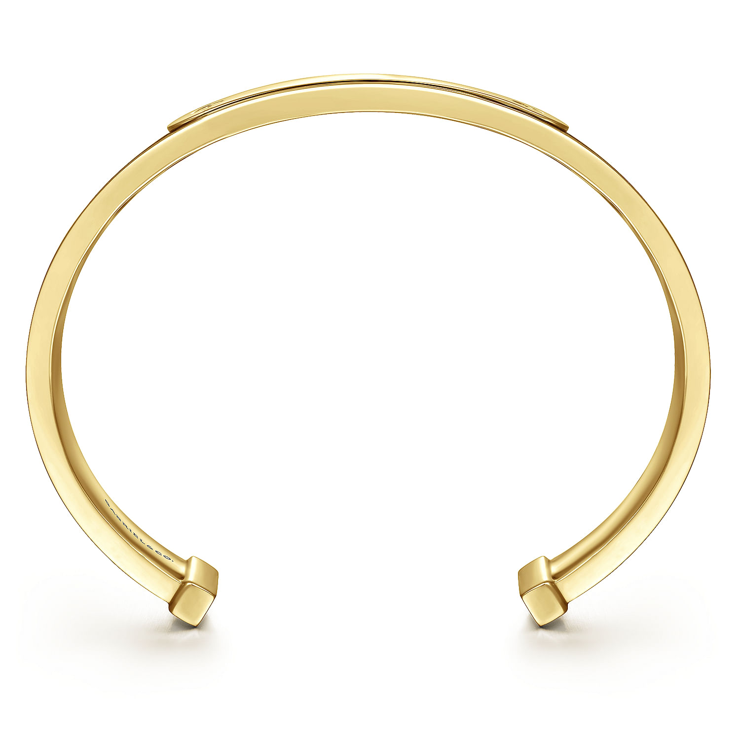 14K Yellow Gold Cuff Leather Bangle - Shot 3