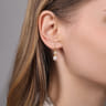 14K Yellow Gold Cultured Pearl Diamond Drop Earrings - 0.15 ct