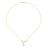 14K Yellow Gold Cultured Pearl and Diamond Accent Necklace - 0.08 ct