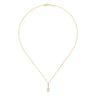 14K Yellow Gold Cultured Pearl and Diamond Drop Pendant Necklace - 0.16 ct