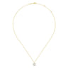 14K Yellow Gold Cultured Pearl and Diamond Halo Pendant Necklace - 0.12 ct