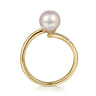 14K Yellow Gold Cultured Pearl and Diamond Open Wrap Ring - 0.05 ct