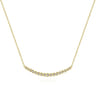 14K Yellow Gold Curved Bar Necklace with Bezel Set Round Diamonds - 0.24 ct