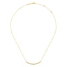 14K Yellow Gold Curved Bar Necklace with Bezel Set Round Diamonds - 0.24 ct
