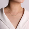 14K Yellow Gold Curved Bar Necklace with Bezel Set Round Diamonds - 0.24 ct